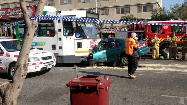 Driver killed in Albert Park tram-car crash