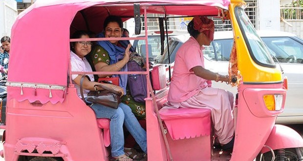 pink e-rickshaws