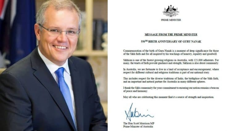 pm-scott-morrison greetings guru nanak 550